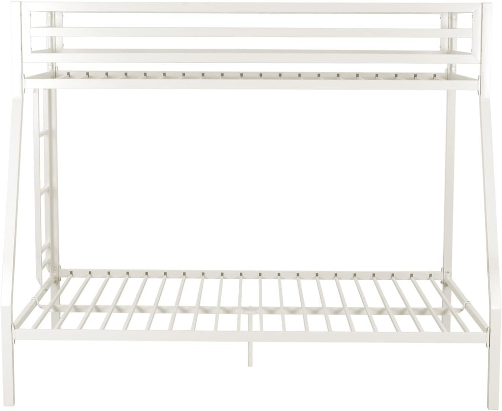 SHA CERLIN Loft Bunk Bed Twin Over Full Size with Ladder and Guardrail,Heavy Duty Metal Slats Support No Box Spring Needed Small Space Saving Furniture for Bedroom Dorm,White