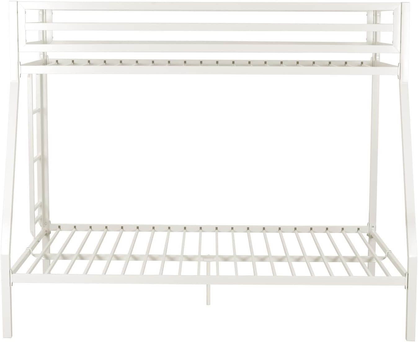 SHA CERLIN Loft Bunk Bed Twin Over Full Size with Ladder and Guardrail,Heavy Duty Metal Slats Support No Box Spring Needed Small Space Saving Furniture for Bedroom Dorm,White