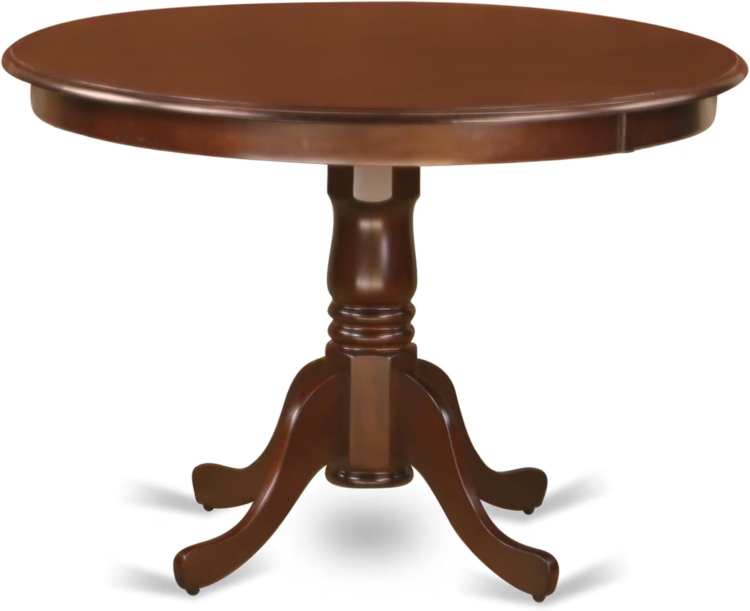 East West Furniture HLDA3-MAH-27 3 Piece Dining Set Consists of a Round Kitchen Table with Pedestal and 2 Polyester Fabric Upholstered Parson Chairs, 42x42 Inch, Mahogany
