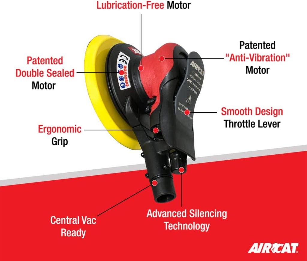 AIRCAT Pneumatic Tools 6700-6-336CV: Central Vacuum Orbital Palm Sander 11,000 RPM