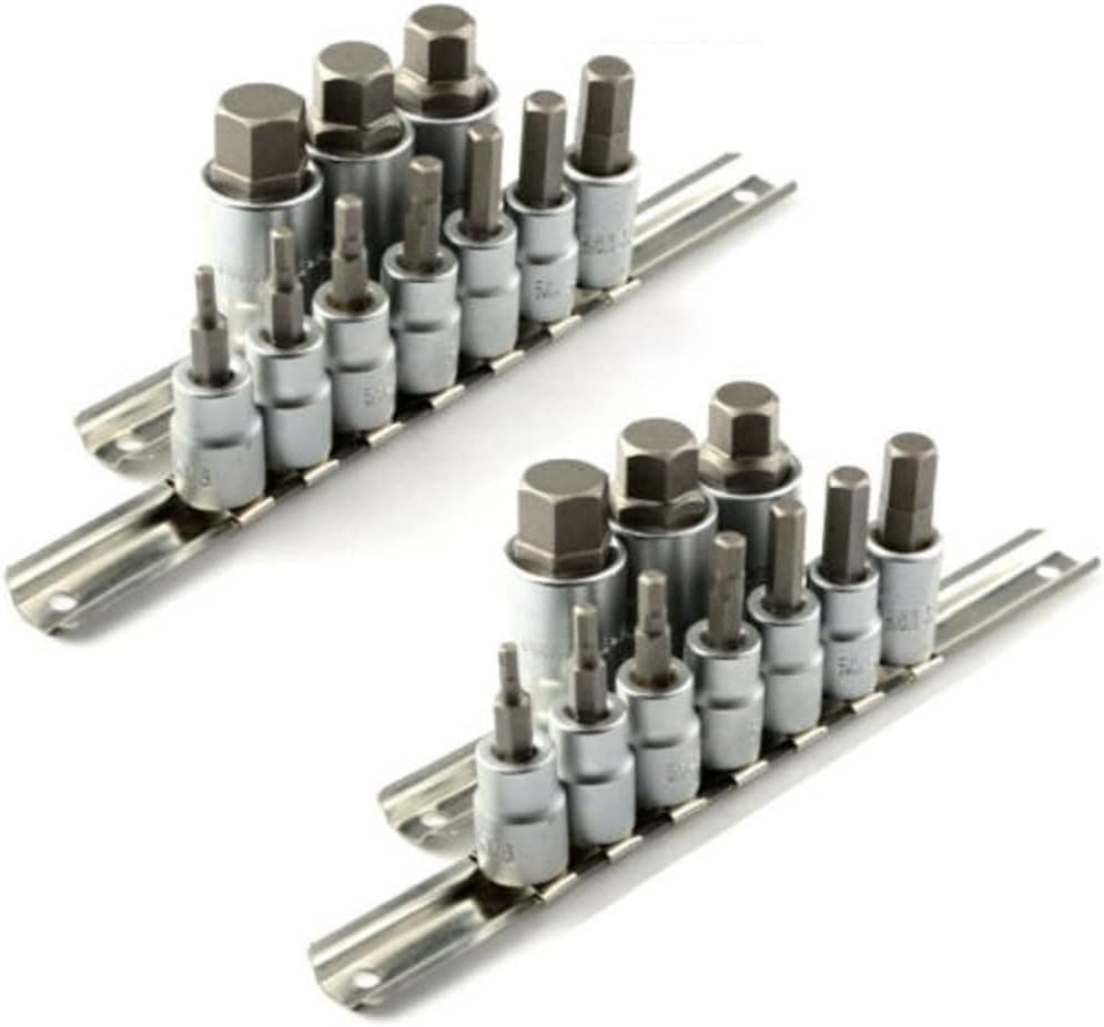20pc 3/8' & 1/2' Dr. Chrome Vanadium Hex Bit Socket Set (METRIC & SAE) Key Allen,Jikkolumlukka