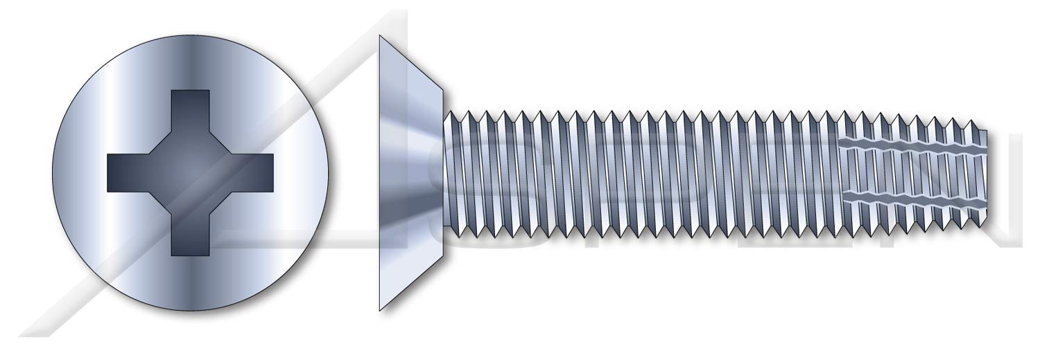 (5000 pcs) 1/4'-20 X 3/8', Thread-Cutting Screws, Type F, Flat Undercut Phillips Drive, Steel, Zinc Plated