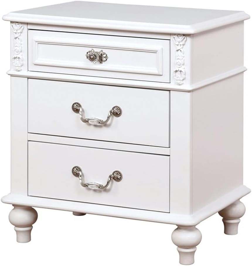 Furniture of America Mondu 3-Piece White Wood Bedroom Set - Full + 2 Nightstands