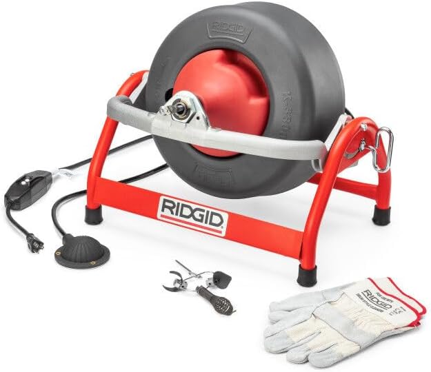 Ridgid 53122 K-3800 W/C-45 Drum Machine For 3/4' To 4' Drain Lines, with C-45 1/2' x 75'. Inner Core Cable & Tool Set, 115V