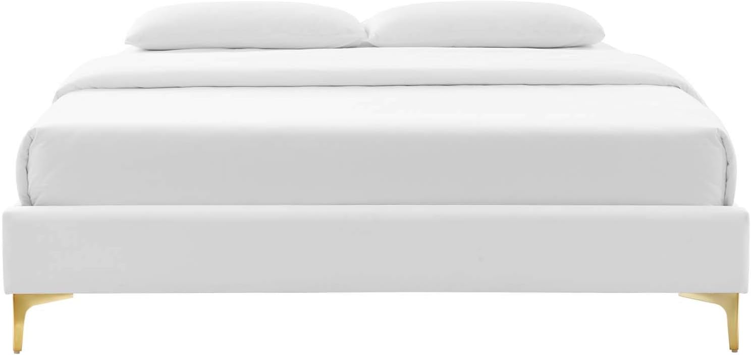 Modway MOD-6275-WHI Sutton Queen Performance Velvet Bed Frame, White