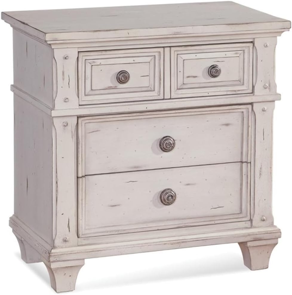 American Woodcrafters Sedona Antique White Wood 3-Drawer Nightstand