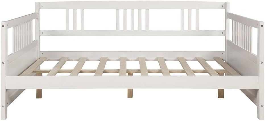 Harper & Bright Designs Wooden Daybed Full Size Frame, Classic Sofa Day Bed with Wood Slats Support & Wood Legs for Living Room, White