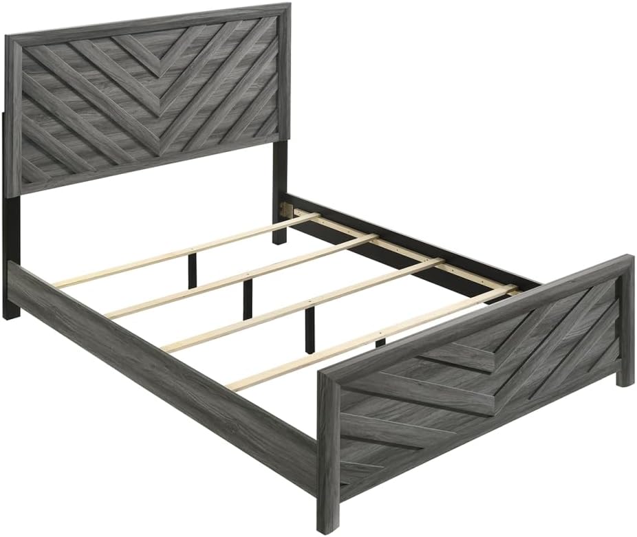 Denver Modern Style 4 Pc Full Bedroom Set - Gray Wood Contemporary 4-Piece Bedroom Furniture Set