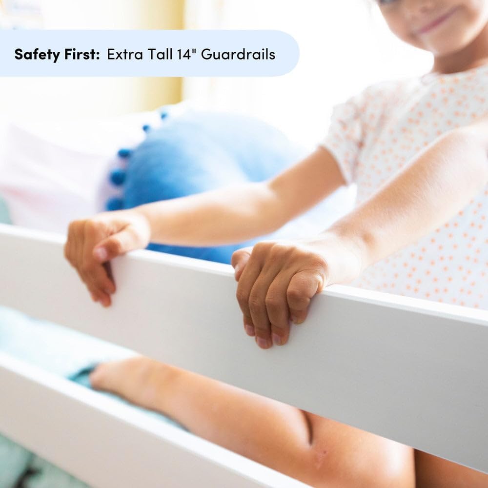 Max & Lily Bunk Bed Twin Over Full Size with Ladder, Solid Wood Platform Bed Frame with Ladder for Kids, 14' Safety Guardrails, Easy Assembly, No Box Spring Needed, Pecan
