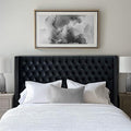 Madison Park Amelia Headboard King Wingback Upholstered - Hand-Tufted Button Detail, Double Nailhead Trim, Foam-Padded Durable Fabric, Adjustable Fit for Classic/Transitional Bedrooms-Black Velvet