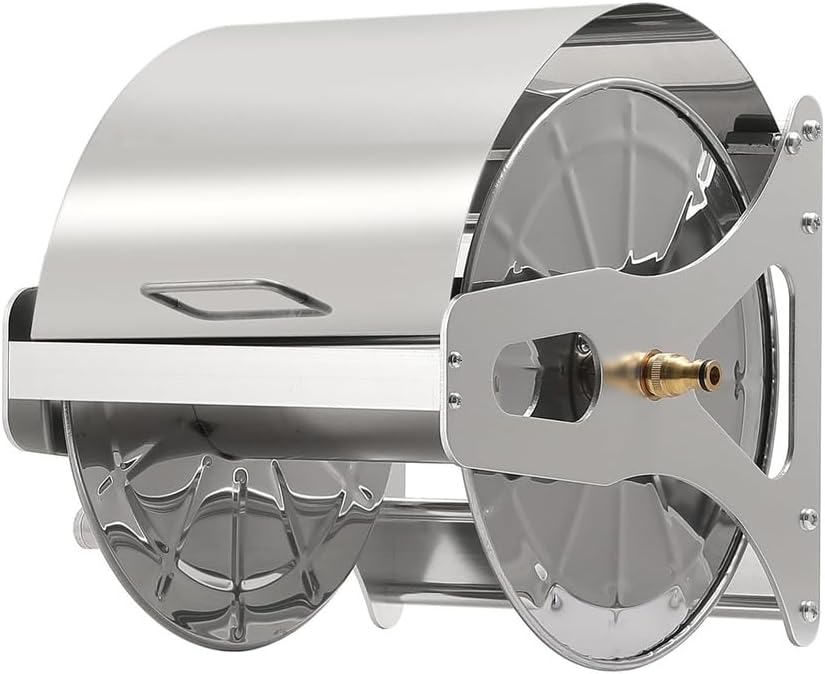 Portable Stainless Steel Garden Hose Reel Cart for Watering Lawns, Watering Car Wash Water Pipe Storage Rack - Holds Up to 229Ft 1/2 Inch