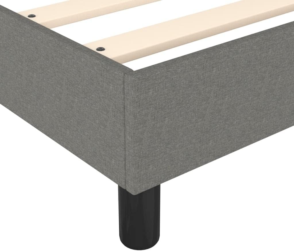 Dark Gray Fabric King Size Bed Frame with Plywood and Engineered Wood Construction, Durable Polyester Upholstery for Modern Bedroom, Breathable Material and Easy Assembly