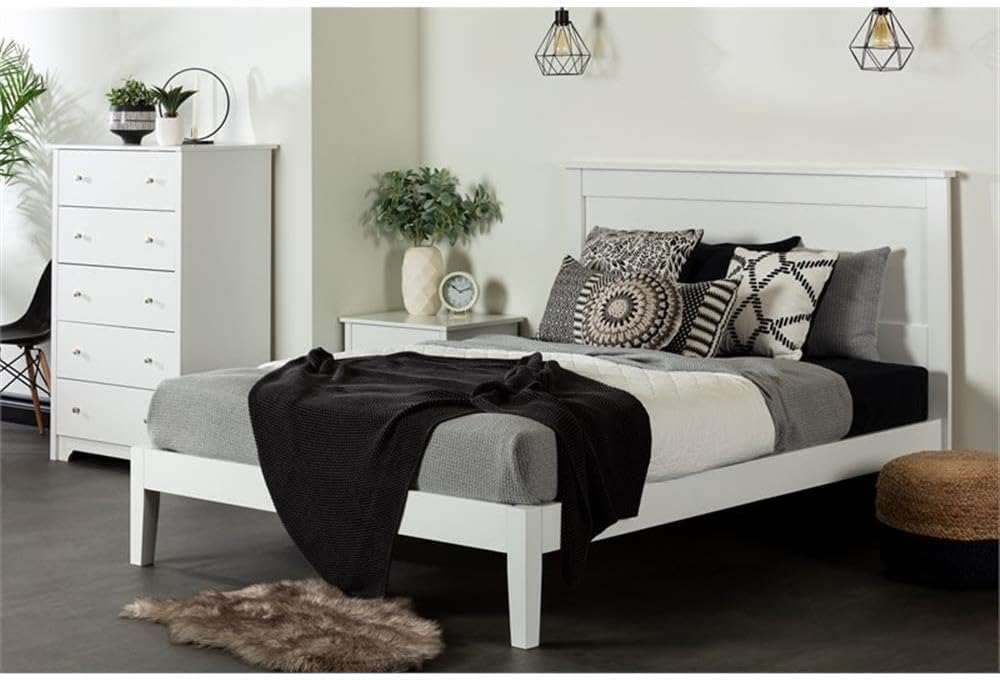 South Shore Vito Collection 5-Drawer Dresser, 16.88'D x 31.5'W x 48.75'H, Pure White with Matte Nickel Handles