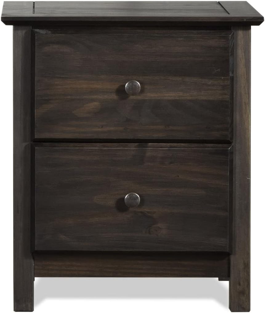 Grain Wood Furniture Shaker 2-Drawer Bedside Nightstand, Solid Wood with Expresso Finish