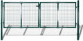 Dark Green Garden Gate 120.5x49.2 Steel Driveway Fence Door with Adjustable Width 119.7-121.7', Lockable Outside Entryway for Yard Porch Patio