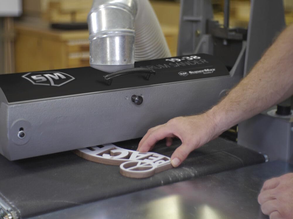 SUPERMAX TOOLS Drum Sander with Flatness Guarantee, Intellisand Technology and Patented Abrasive Attachment System. Model 19-38 (SUPMX-71938-D)
