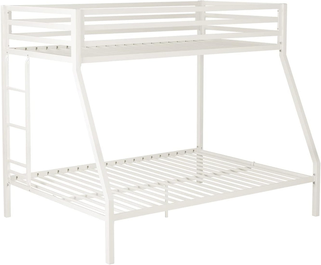 SHA CERLIN Loft Bunk Bed Twin Over Full Size with Ladder and Guardrail,Heavy Duty Metal Slats Support No Box Spring Needed Small Space Saving Furniture for Bedroom Dorm,White