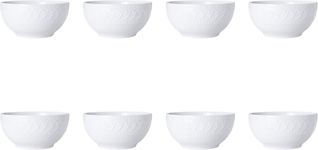 Pfaltzgraff Sylvia 32-Piece White Dinnerware Set, Service for 8, Durable Stoneware Plates, Bowls, and Mugs, Microwave and Dishwasher Safe