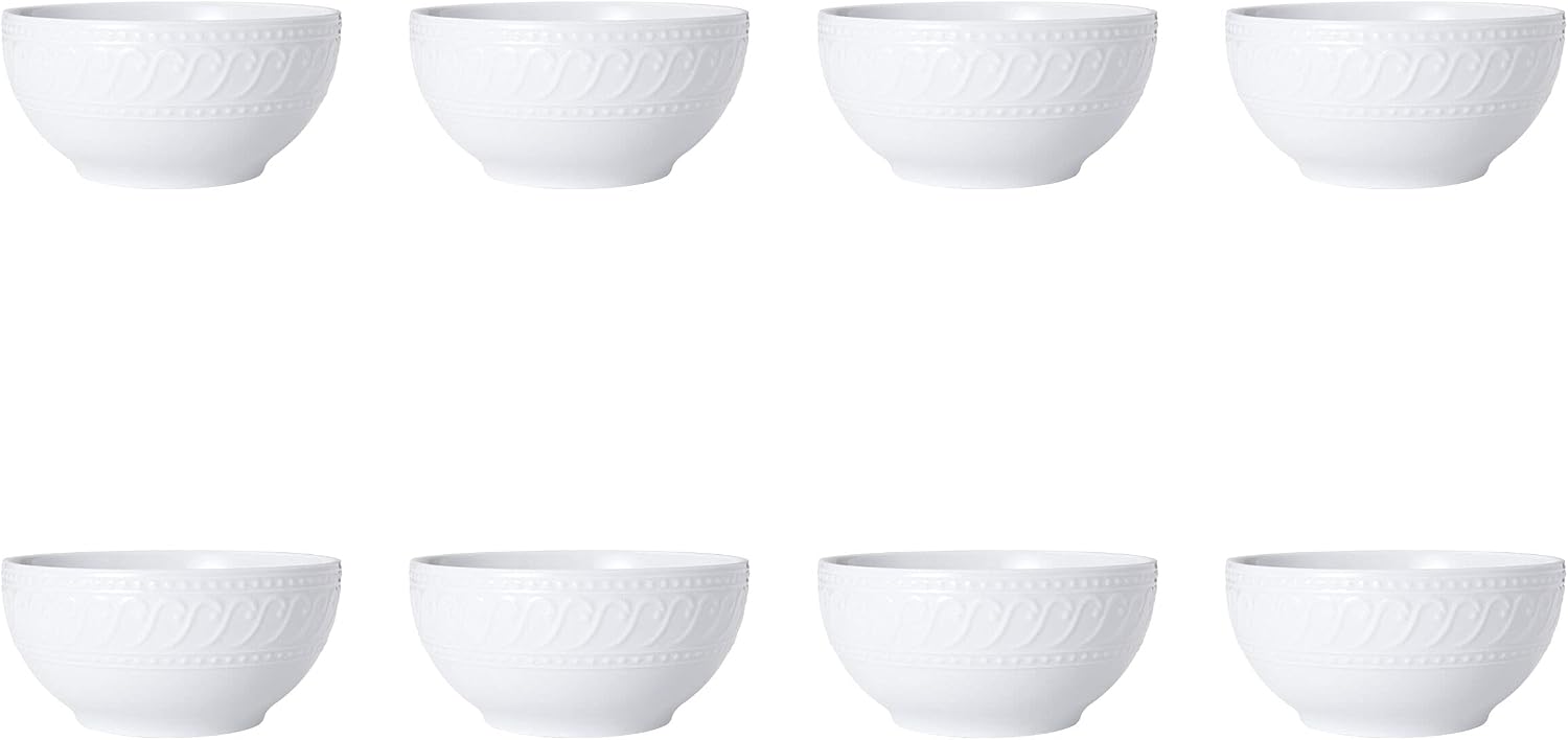 Pfaltzgraff Sylvia 32-Piece White Dinnerware Set, Service for 8, Durable Stoneware Plates, Bowls, and Mugs, Microwave and Dishwasher Safe