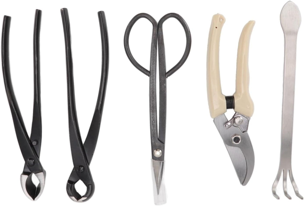 5 Piece Bonsai Tool Kit, Carbon Steel Bonsai Scissors, Rake, Branch Cutter Pruning Shears with Pliers and Carry Case, Professional Bonsai Tree Care Set for Trimming, Shaping Maintenance