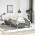 Dark Grey Polyester Bed Frame with Plywood Slats for Twin XL Size, Modern Minimalist Design, Breathable Fabric, Durable Engineered Wood Construction, Space-Saving Single