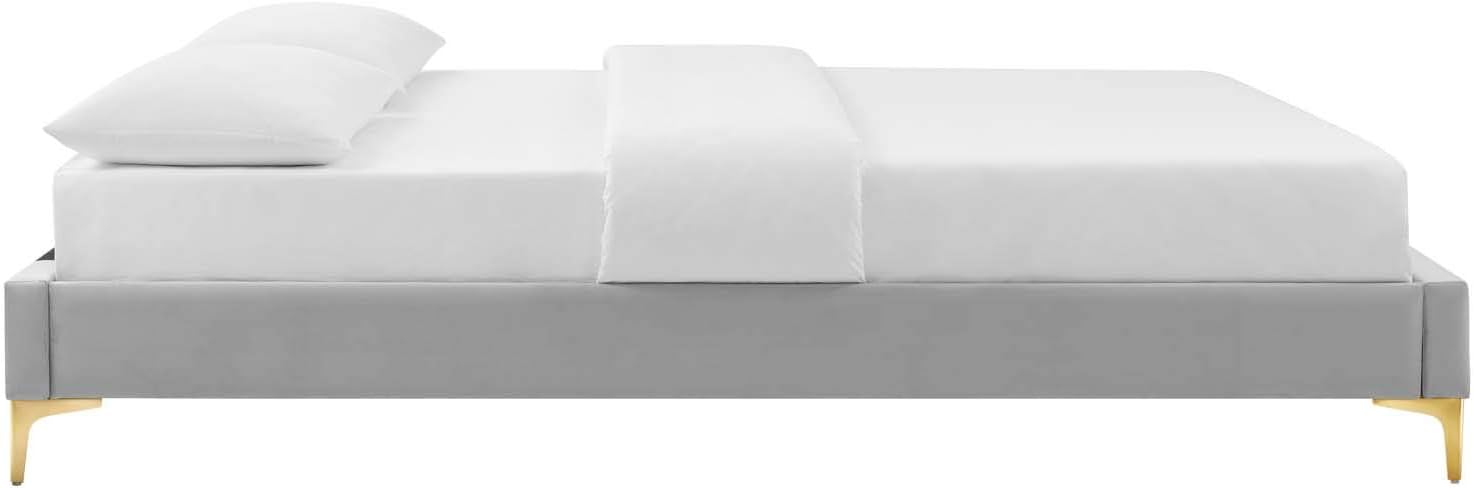 Modway MOD-6305-LGR Sutton Twin Performance Velvet Bed Frame, Light Gray