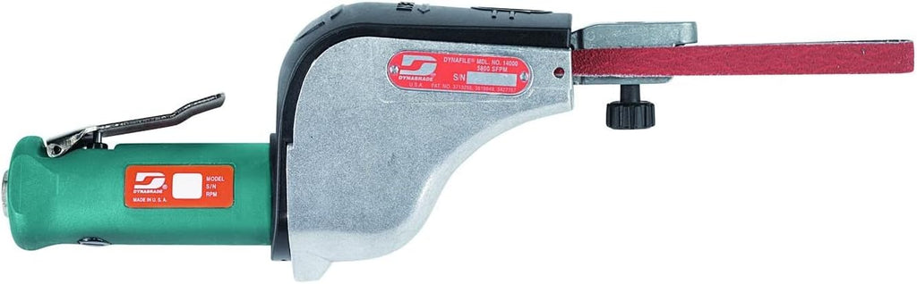 Dynabrade (14000) Dynafile Abrasive Belt Tool with Contact Arm (11218) | 0.5 hp 20,000 RPM Pneumatic Motor, Straight-Line | For 1/8'-1/2' (3-13 mm) Wide x 24' (610 mm) Long Belts