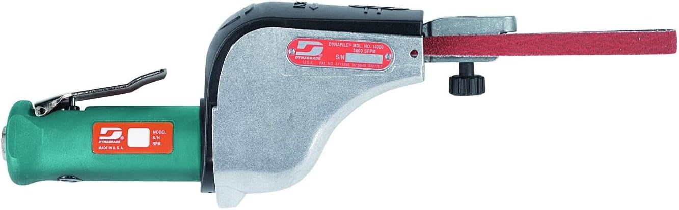 Dynabrade (14000) Dynafile Abrasive Belt Tool with Contact Arm (11218) | 0.5 hp 20,000 RPM Pneumatic Motor, Straight-Line | For 1/8'-1/2' (3-13 mm) Wide x 24' (610 mm) Long Belts