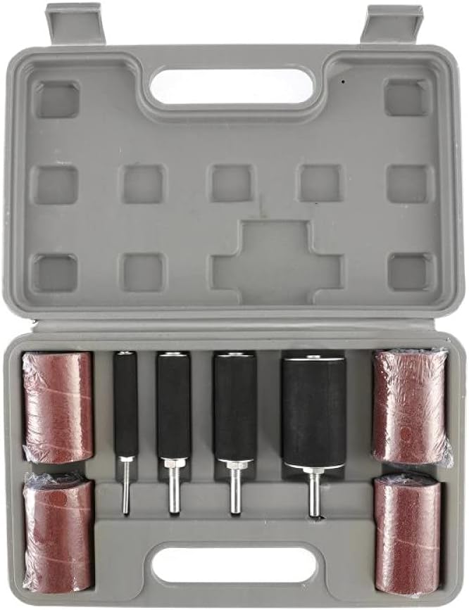 Sanding Drum Sander Tool Kit Set with Case for Drill Press Sanding Machine Kit Sandpaper for Drill Press Rotary Tools Grinding,as shown