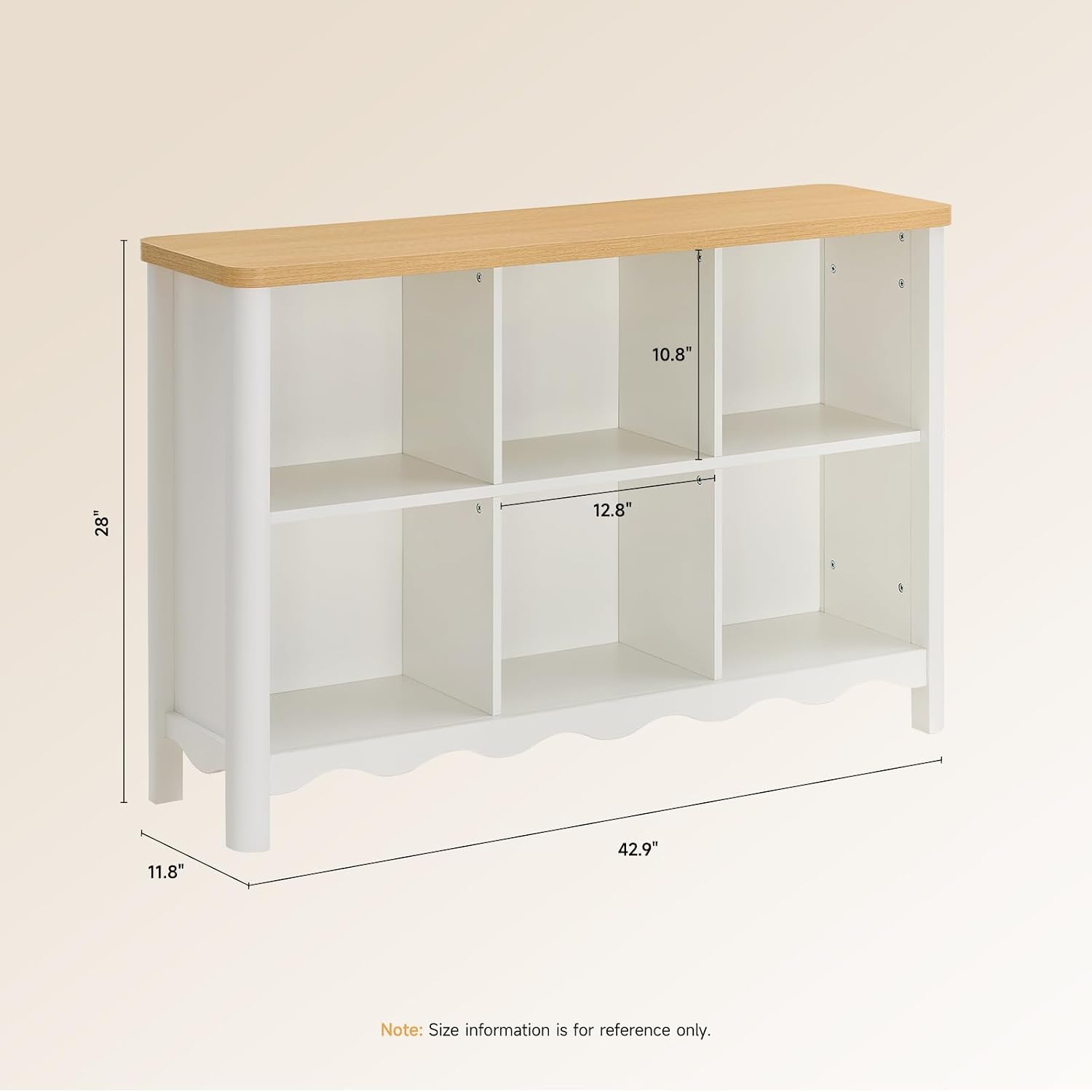 ONBRILL 6 Cube Storage Organizer Shelf, Bookshelf and Toy Storage Organizer for Kids Rooms, Small Book Shelf for Child, Display Cabinet Bookcase for Living Room, Study Room, Office (White and Nature)