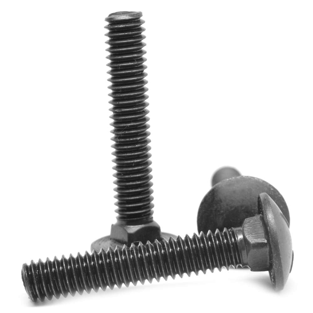 ASMC Industrial 1/4-20 x 2-1/2' Coarse Thread Grade 5 Carriage Bolt - Medium Carbon Steel for Heavy-Duty Fastening - Corrosion-Resistant Black Oxide Finish, Pack of 1000