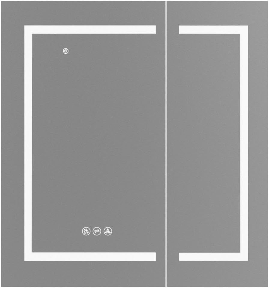 BLOSSOM Recessed or Surface LED Mirror Medicine Cabinet with Lights, LED Medicine Cabinet w/Defogger, Dimmer, 3X Makeup Mirror, Outlets & USB (30x32/Zoom Mirror)