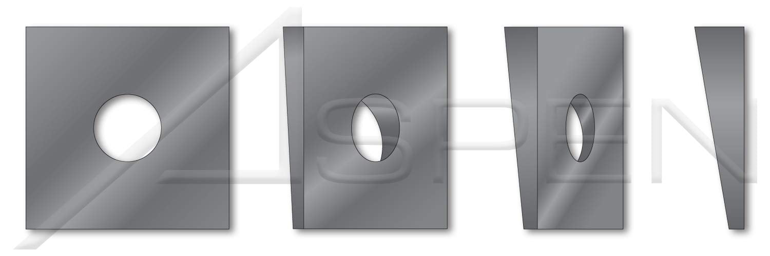 (180 pcs) 1/2', ID=17/32', OD=1-3/4', THK=0.313', Square Beveled Structural Levelling Washers, Steel, Hardened