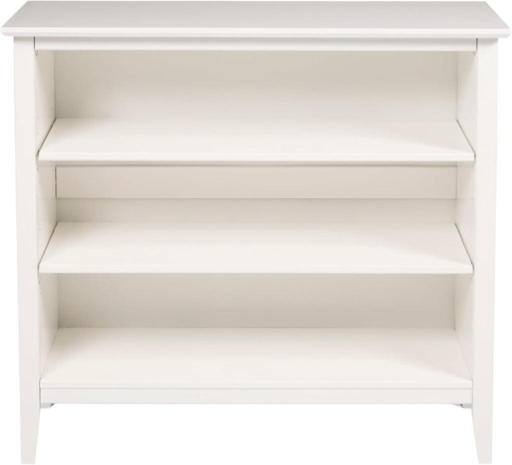 Simplicity Transitional Children's Under Window Bookshelf in White, Anti-tipping Hardware, Durable Brazilian Pine & Pine Veneer, Adjustable Shelves, Safety Standards, Modern
