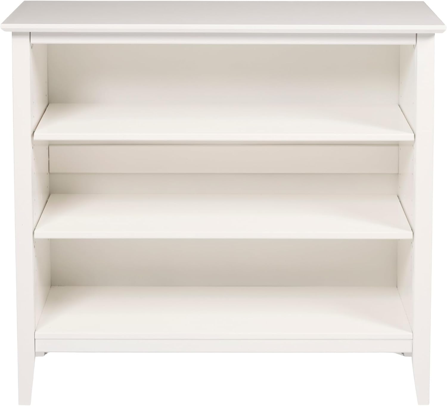 Simplicity Transitional Children's Under Window Bookshelf in White, Anti-tipping Hardware, Durable Brazilian Pine & Pine Veneer, Adjustable Shelves, Safety Standards, Modern