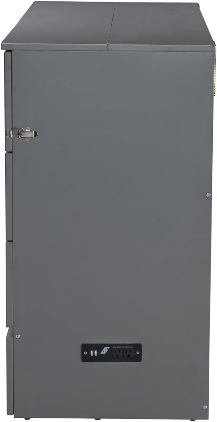 AFI Deerfield Murphy Bed Chest with Charging Station, Queen, Grey