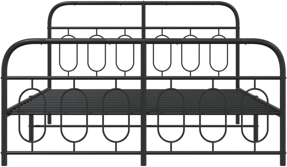 Full Metal Bed Frame with Black Matte Finish, 59 x 79 Inches, 5 Legs for Enhanced Stability, Underbed Storage Space, Easy Assembly, Modern Rectangular Design for Adult Bedroom