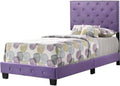 Glory Furniture Suffolk Velvet Upholstered Twin Bed in Purple