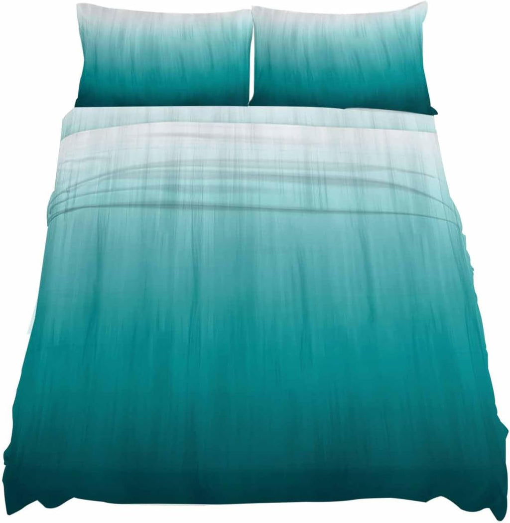 Teal Ombre Cal King Sheet Set 4 Piece Bedding - Contemporary Gradient Abstract Art Breathable Comfy Cooling Bed Sheets & Pillowcase Sets, Hotel Luxury Flat Sheets Deep Pockets Fitted Sheet