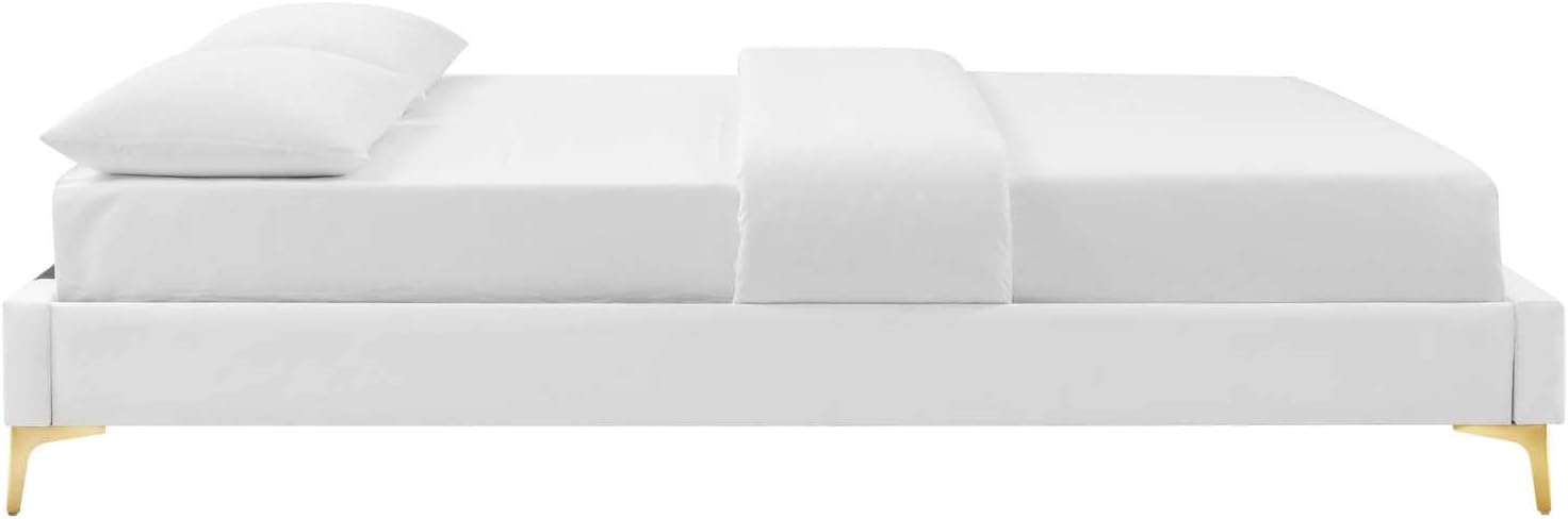 Modway MOD-6305-WHI Sutton Twin Performance Velvet Bed Frame, White