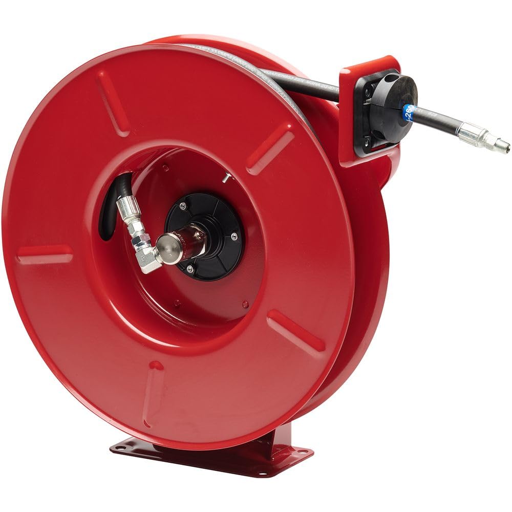 Reelcraft PW7650 OHP Pressure Wash Spring Retractable Hose Reel, 3/8' x 50', 4800 Psi, Red