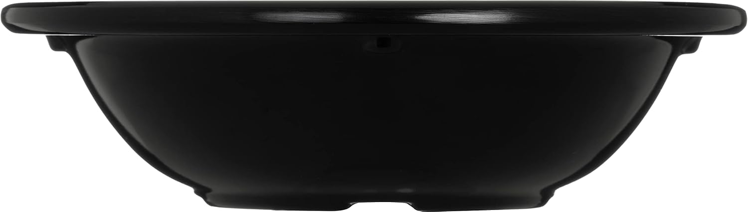 Carlisle FoodService Products Kingline Reusable Plastic Bowl Fruit Bowl with Rim for Home and Restaurant, Melamine, 4.75 Ounces, Black, (Pack of 48)