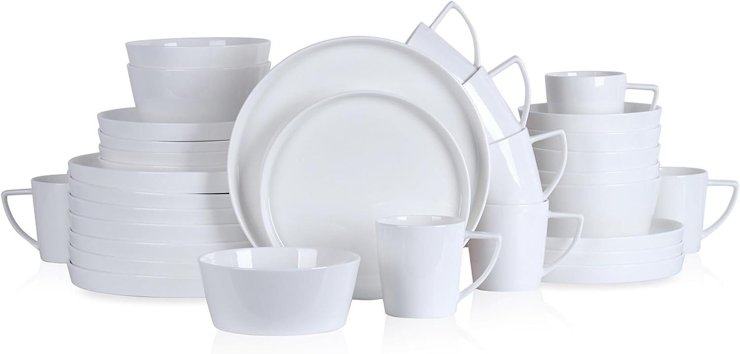 Stone Lain Madeline Formal Bone China Dinnerware Set 32 Piece Service for 8, White