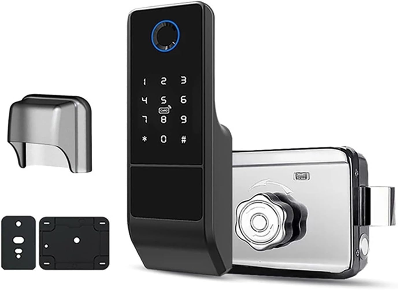Waterproof Tuya WiFi Smart Door Lock Digital Password Double Fingerprint Electronic Rim Lock for Outdoor Iron Gate Door