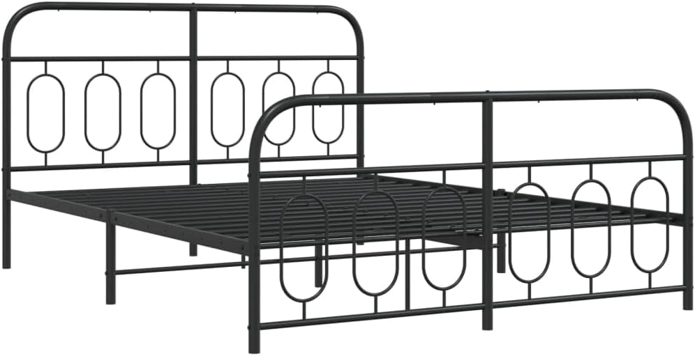 Full Metal Bed Frame with Black Matte Finish, 59 x 79 Inches, 5 Legs for Enhanced Stability, Underbed Storage Space, Easy Assembly, Modern Rectangular Design for Adult Bedroom