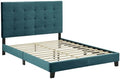 Modway Melanie Performance Velvet Upholstered Tufted Queen Platform Bed in Sea Blue