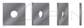 (250 pcs) 1/2', ID=9/16', OD=2', THK=0.187', Square Flat Washers, Steel, Plain