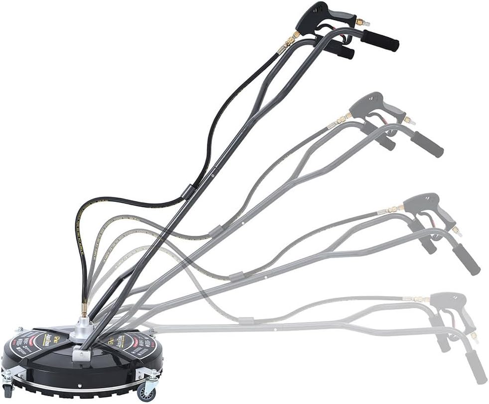 22' Pressure Washer Surface Cleaner – Stainless Steel Power Washer Attachment with Dual Rotating Jets, 3/8' Quick Connect, 4500 PSI Max, Industrial Driveway Cleaner for Concrete, Patio, Sidewalk, Deck