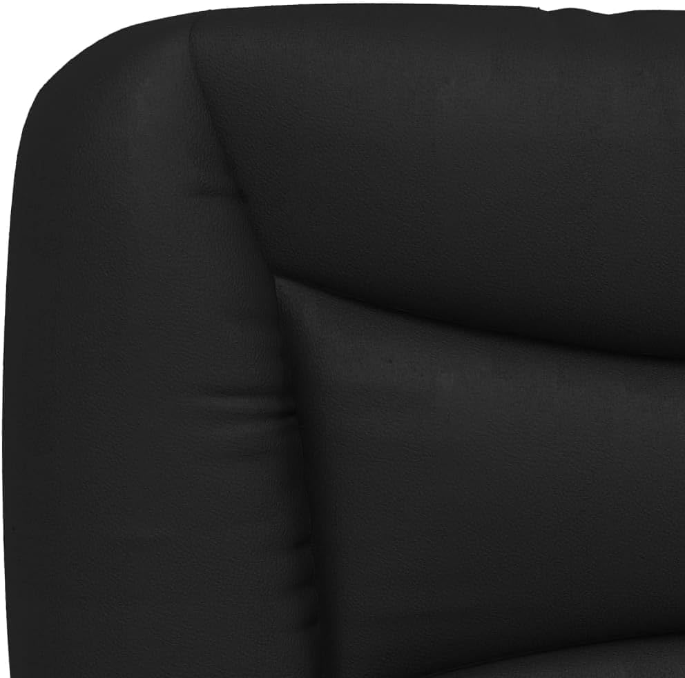 Full Bed Frame Black White 54x82x29 in Modern Faux Leather Platform Bedframe with Padded Headboard for Bedroom Furniture Sets