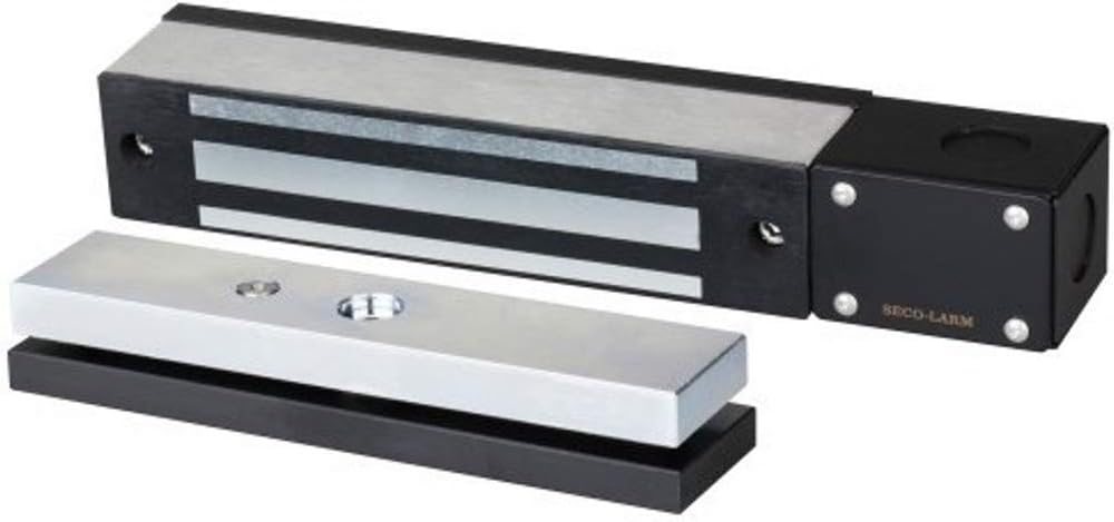 Seco-Larm E-942FC-600SQ Enforcer Electromagnetic Gate Lock, 600-lb Holding Force, Face Mount, Weldable; Black Finish; Four Knockouts On Junction Box; Mount Vertically or Horizontally